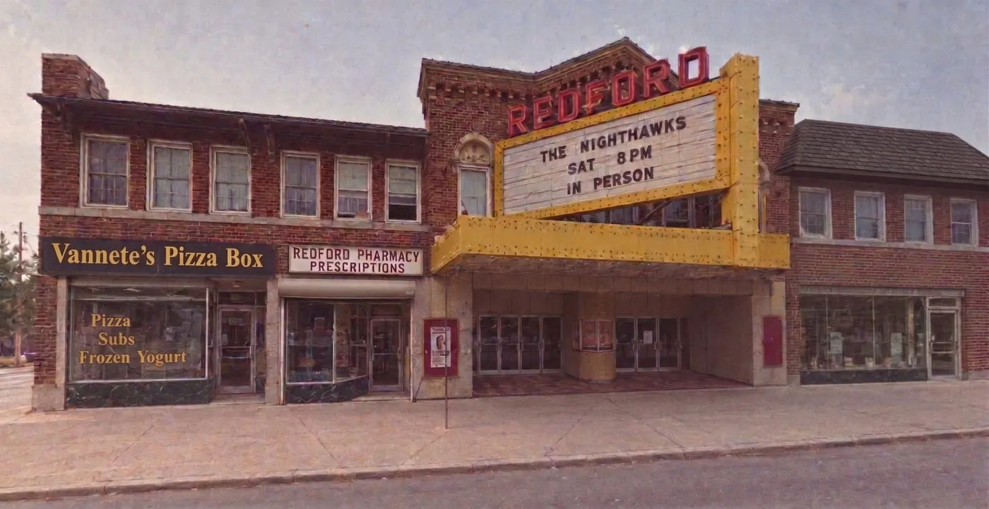 Vannete's Pizza Box on Lahser Road in Old Redford, right beside the Redford Theatre marquee